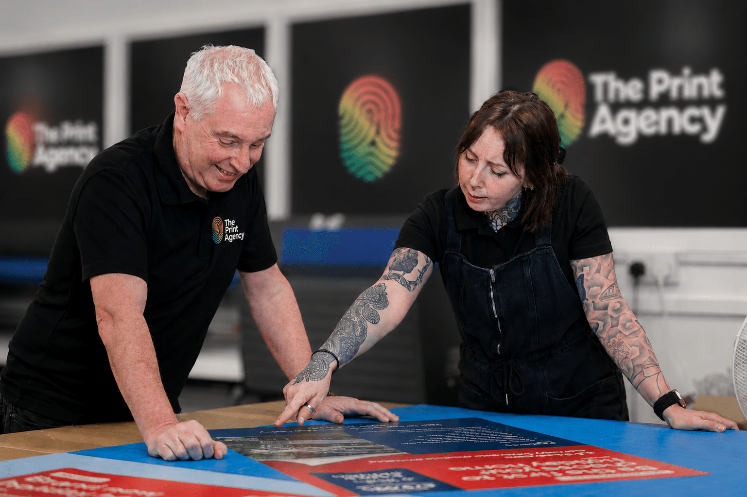 The Print Agency team checking a printed job